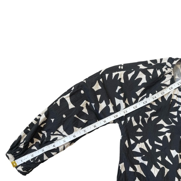 Everlane Black White Floral Seersucker Dress 3/4 Sleeve Pockets XXS - Picture 14 of 15